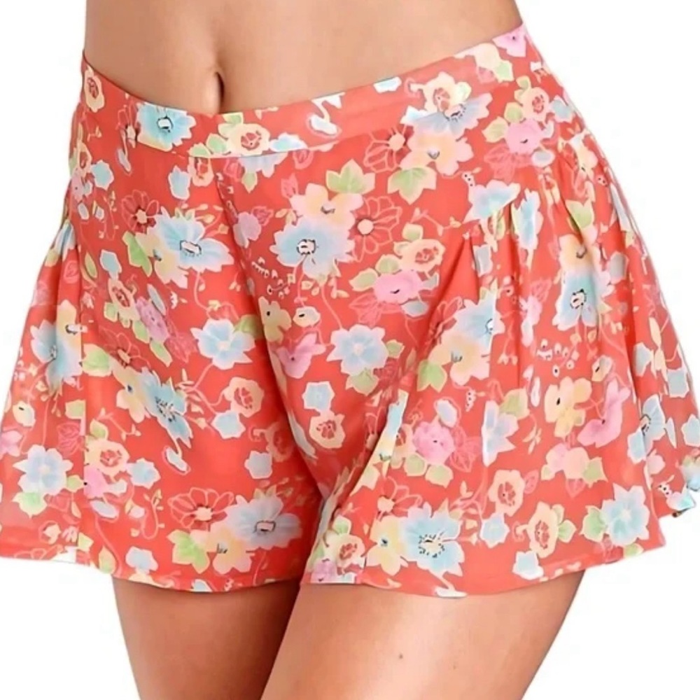 Free People Coral Floral Skorts